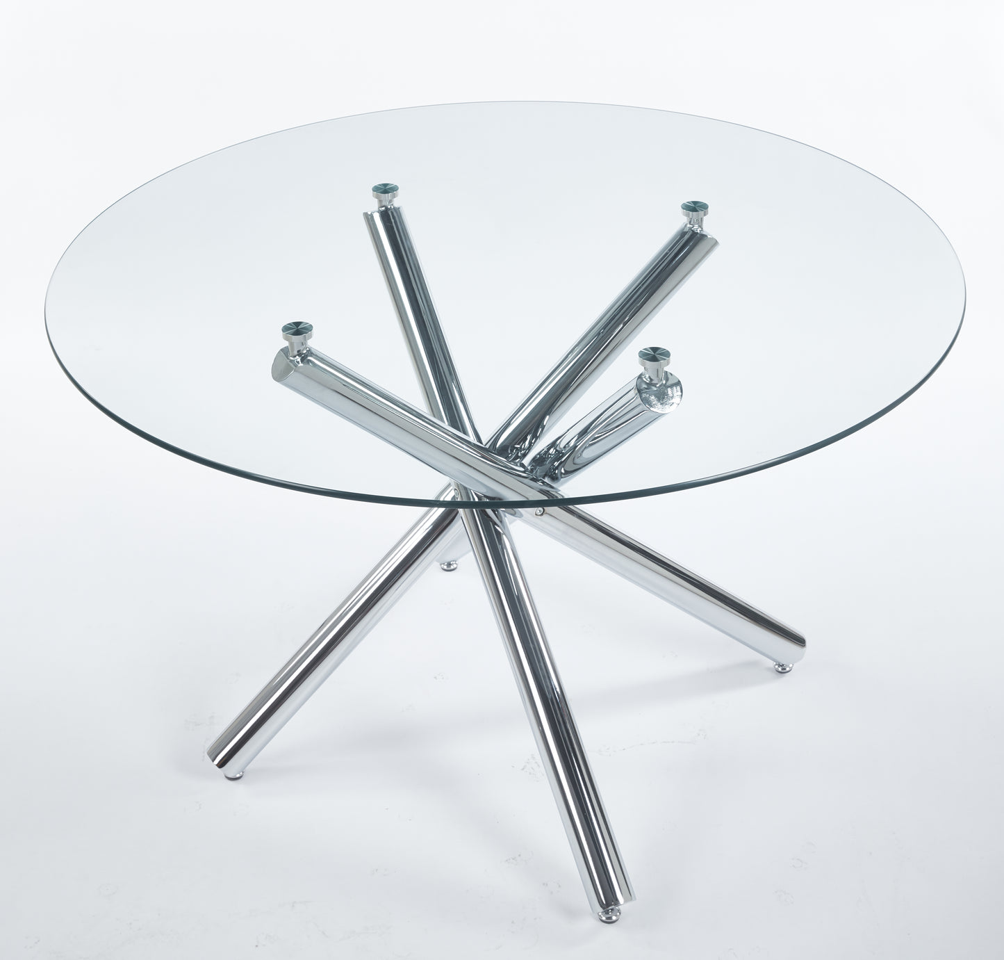 1-4,5pieces Dining Set, Table Metal Leg Mid-century Dining Table For 4-6 People With Glass Table Top, Pedestal Dining Table, End Table Leisure Coffee Table