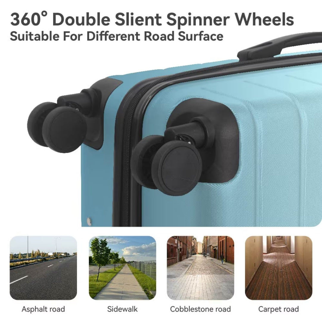 Luggage Sets ABS Hardshell 3pcs Luggage, Lightweight Durable Suitcase Sets Spinner Wheels Suitcase With TSA Lock 20''24''28'' Available Blue