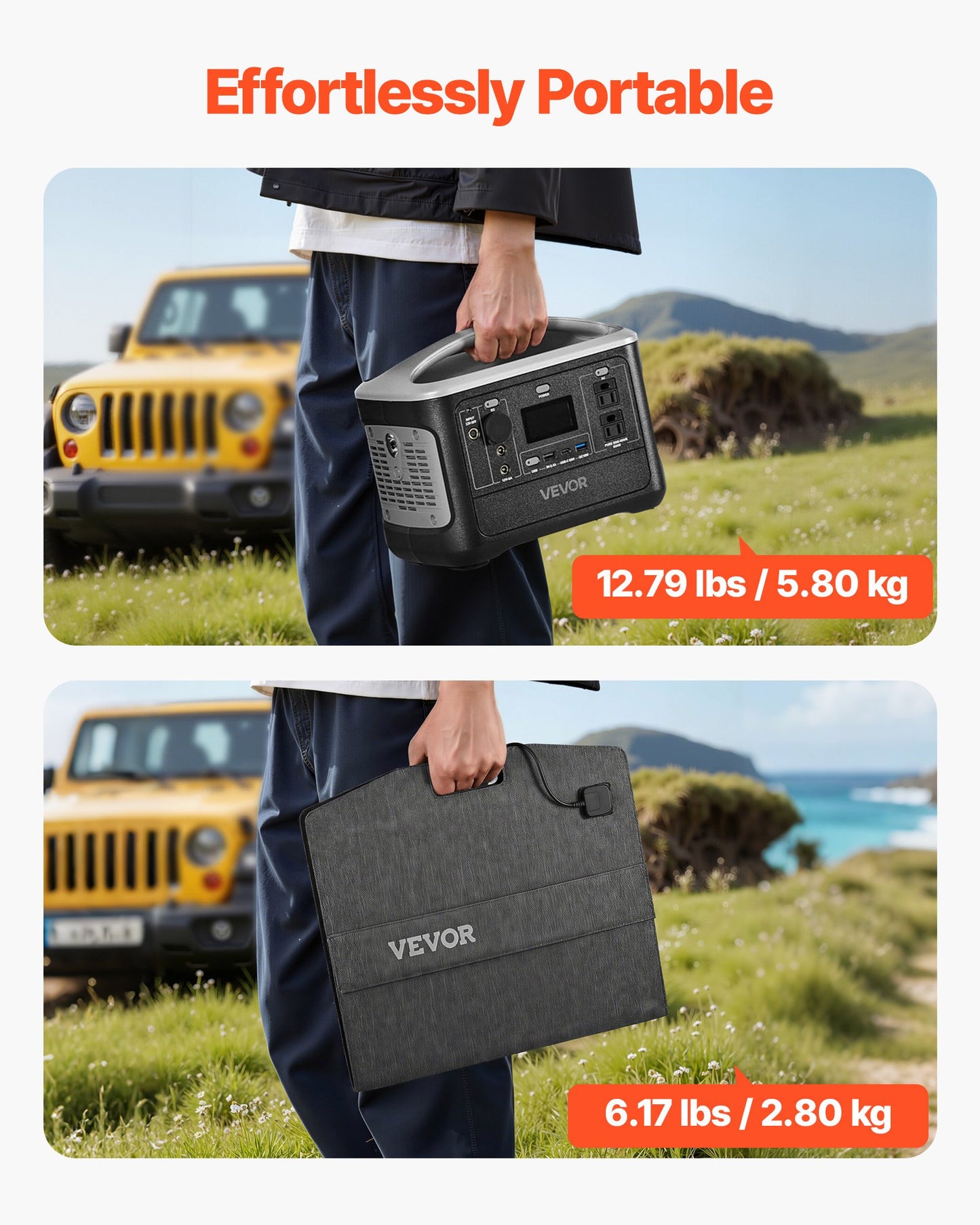Portable Power Station With 100W Solar Panel, 600W Solar Generator Power Station, 493Wh LiFePO4 Battery Backup With 8 Output Ports For Home Emergency, Outdoor Camping, RV Travel