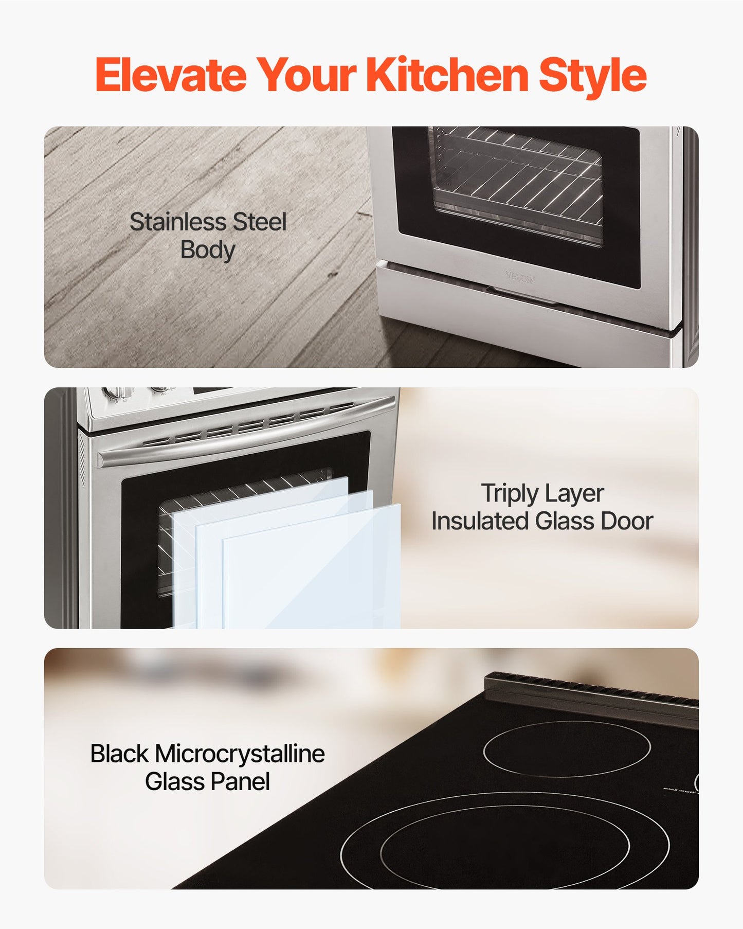 30 In Electric Range Oven, 4.8 Cu. Ft. Capacity Compact Freestanding Oven, Stainless Steel Kitchen Stove, With 5 Burners, Timer, Self-Cleaning, Easy Reach Racks, Storage Drawer(No Power Cord)