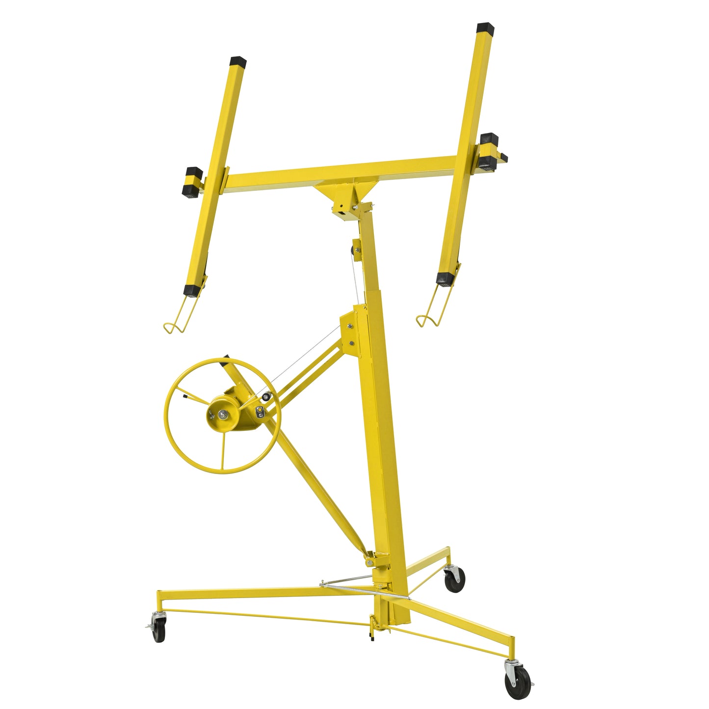 16 FT Drywall Lift Panel Rolling Hoist Jack Lifter Sheetrock, Drywall Lifting Construction Tools Caster Wheel With Adjustable Telescopic Arm, 16-Yellow