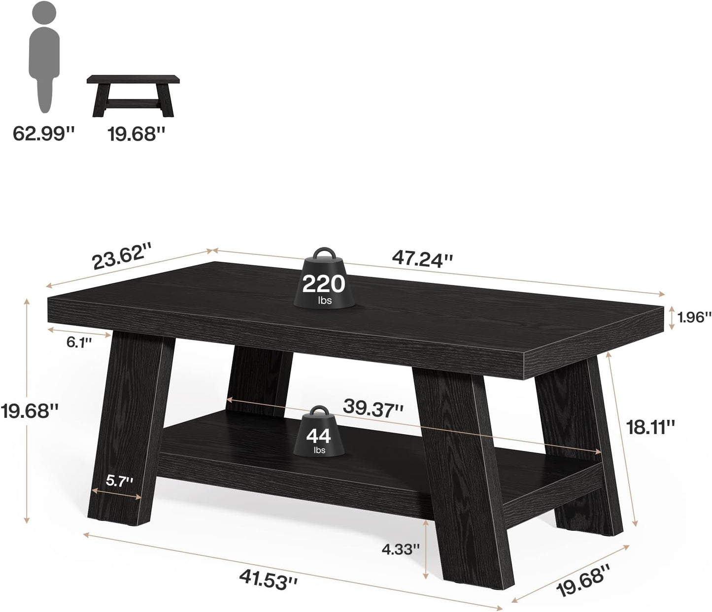 Ample Storage Coffee Table,2-tier Center Table,Chating Table