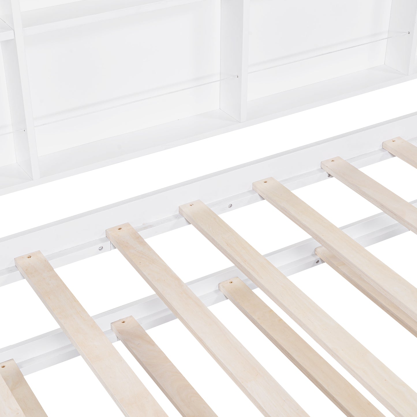 Wooden Twin Size House Bed With Trundle,Kids Bed With Shelf, White