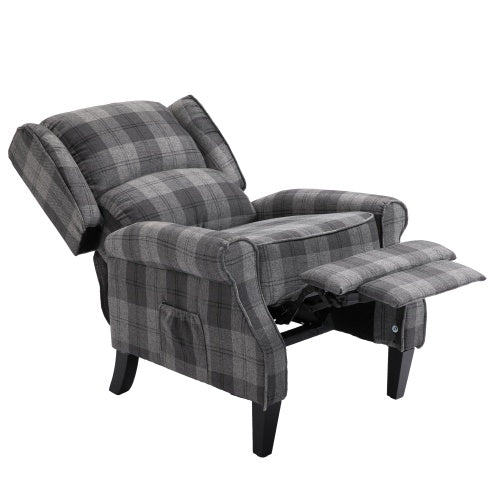 Vintage Armchair Sofa Comfortable Upholstered Leisure Chair Recliner Chair For Living Room Grey Check