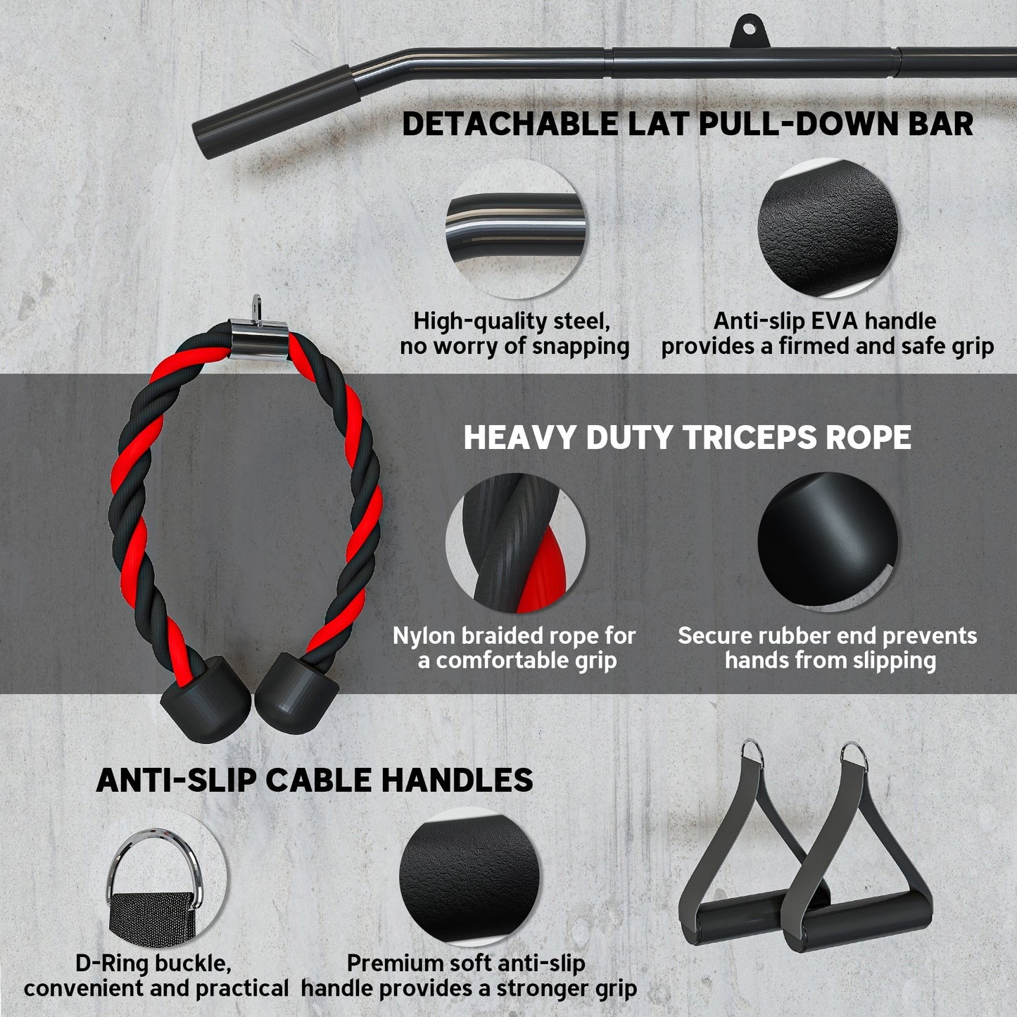 Weight Cable Pulley System For Home Gym With Universal Loading Pin For LAT Pull Down, Biceps Curl Workout, Red
