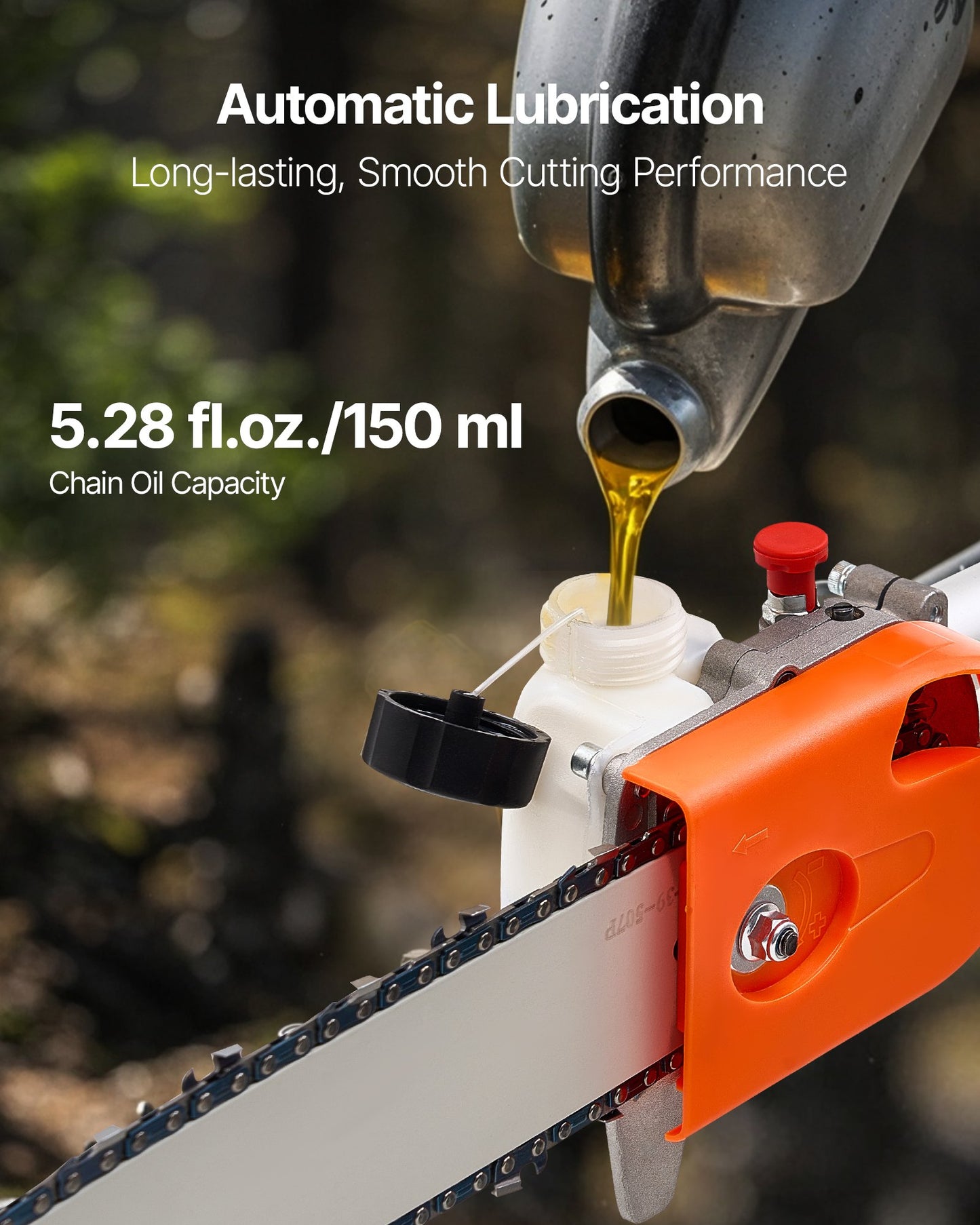 Gas Powered Pole Saw Rotatable Head 43CC 2-Stroke Tree Trimmer 10 In Cutting Bar