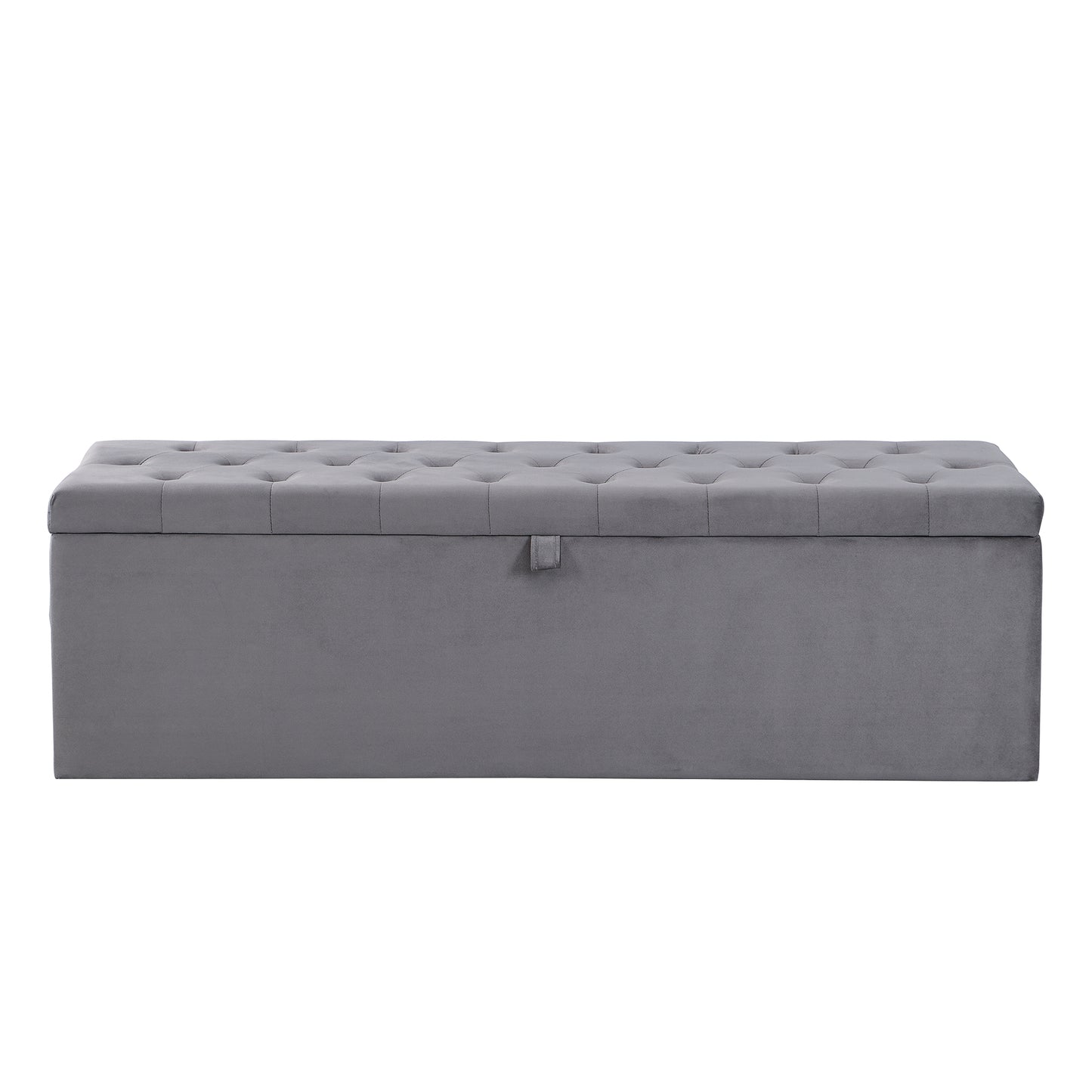 Upholstered Bed,Double Bed-4ft6 135x190cm,with Upholstered Bench 135 X 41 X 42 Cm, With Hydraulic Lever, Functional Storage Bed, Rivet Decoration,Velvet,Grey