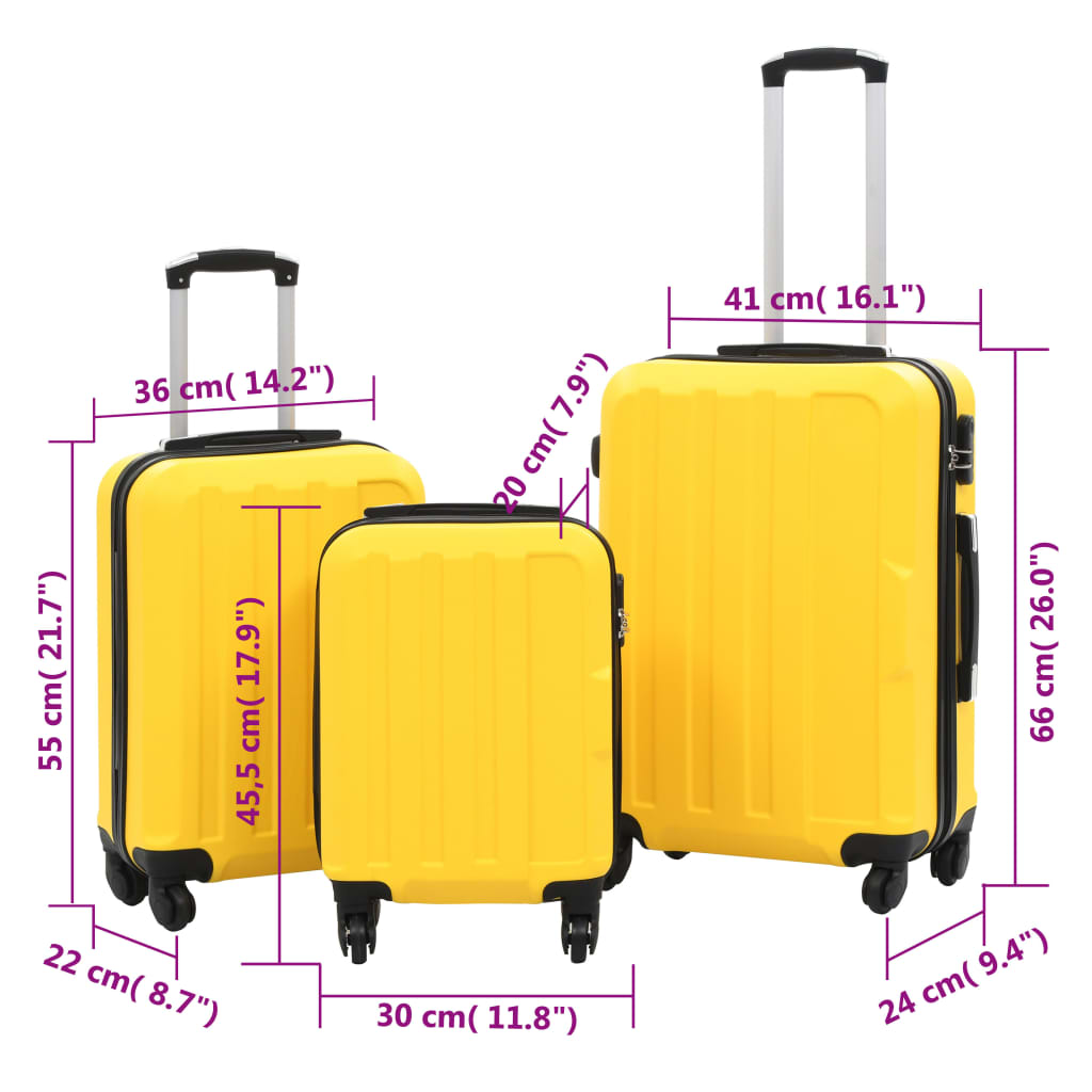 Hard Shell Trolley Set, 3 pcs., ABS