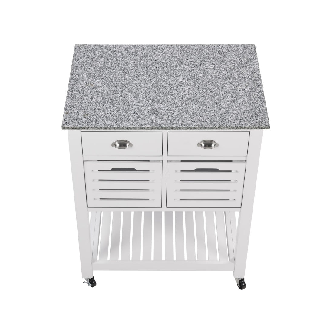 Mobile Rolling Kitchen Island Trolley Serving Cart With Underneath Drawer & Slide-Out Wire Storage Basket