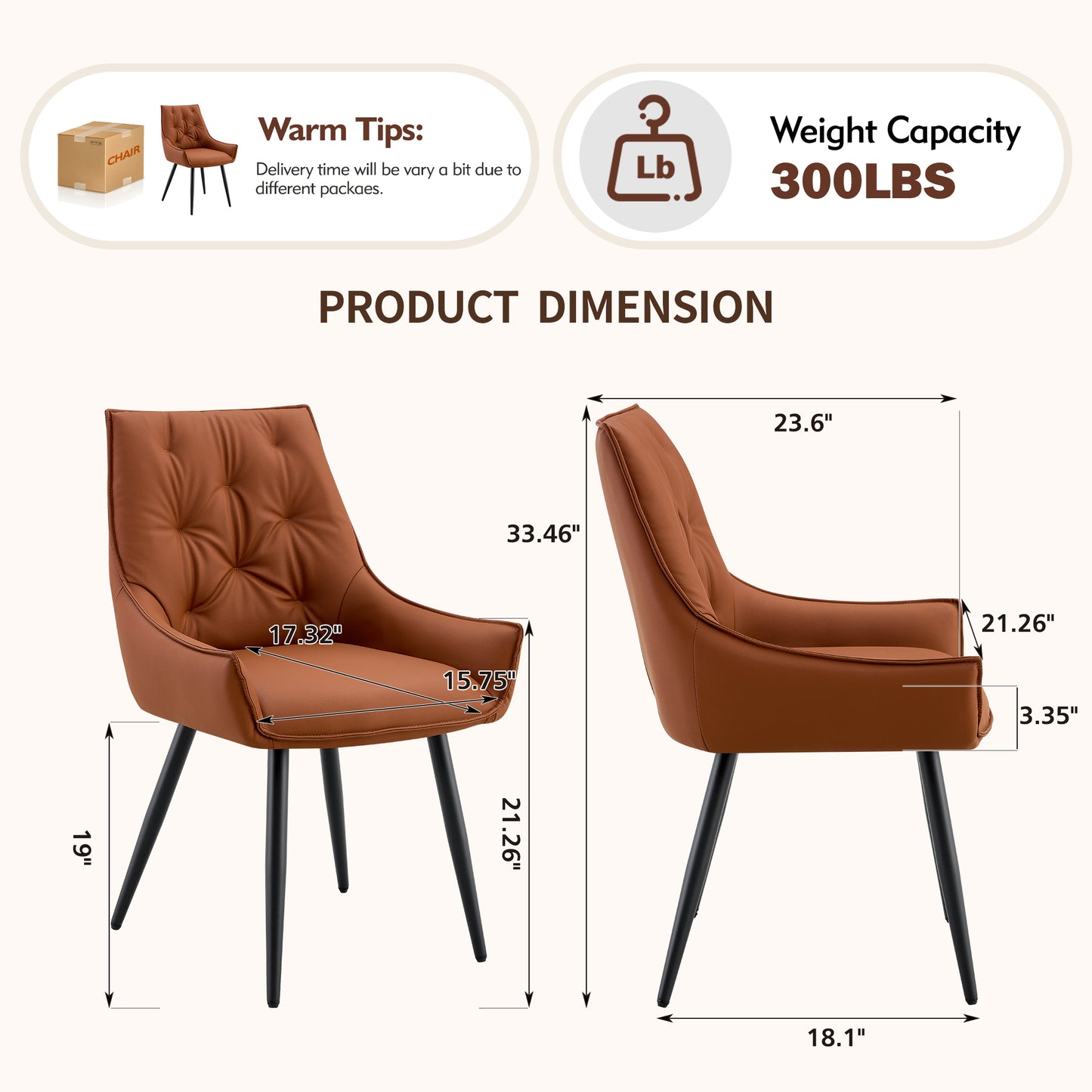 Dining Chairs Set Of 4, Camel Faux Leather Dining Room Chair, Metal Kitchen Chairs With Gold Mesh Texture And Black Sanded Legs, Flat Back Upholstered Chair Camel, Set Of 4