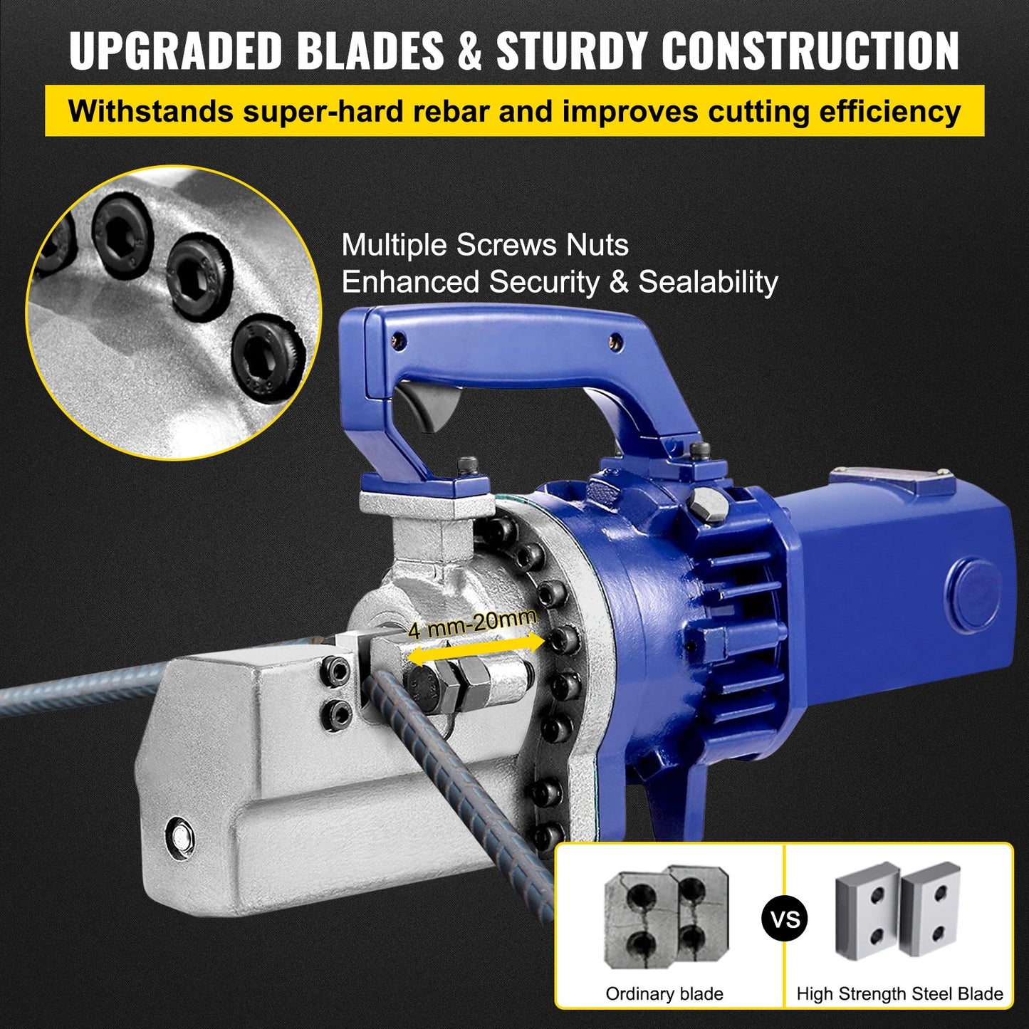 Electric Rebar Cutter, 1700W Portable Electric Hydraulic Rebar Cutter, Cutting Up To 1 Inch #8 4-25mm Rebar Within 5 Seconds,110V,with Easy To Carry Stainless Box