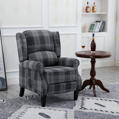Vintage Armchair Sofa Comfortable Upholstered Leisure Chair Recliner Chair For Living Room Grey Check