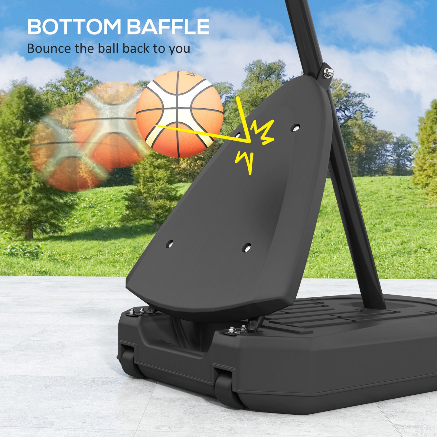 4.9-10' Basketball Stand, Freestanding Basketball System With 44" Shatterproof Backboard, Rebound System And Wheels