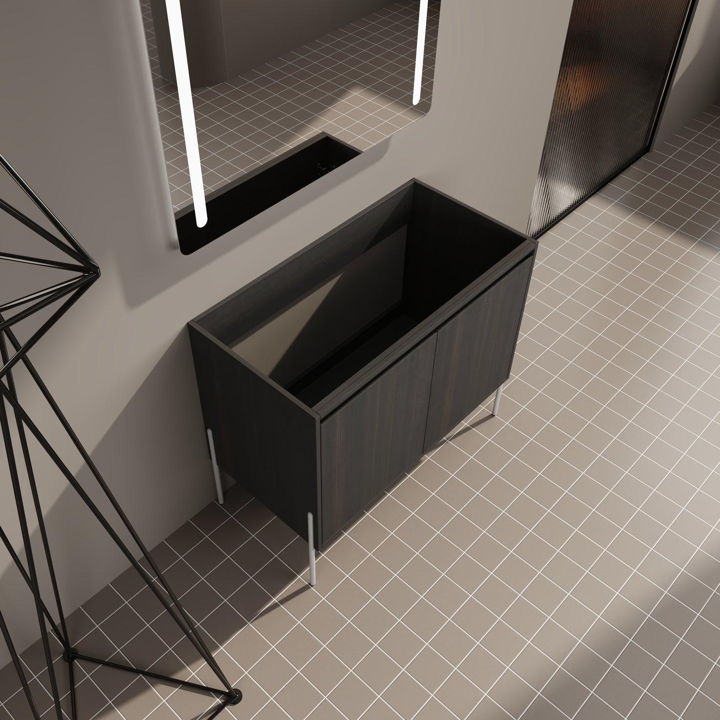 36 Freestanding Bathroom Vanity, Storage Cabinet With Soft Closed Doors KD-Package-Excluding Sink