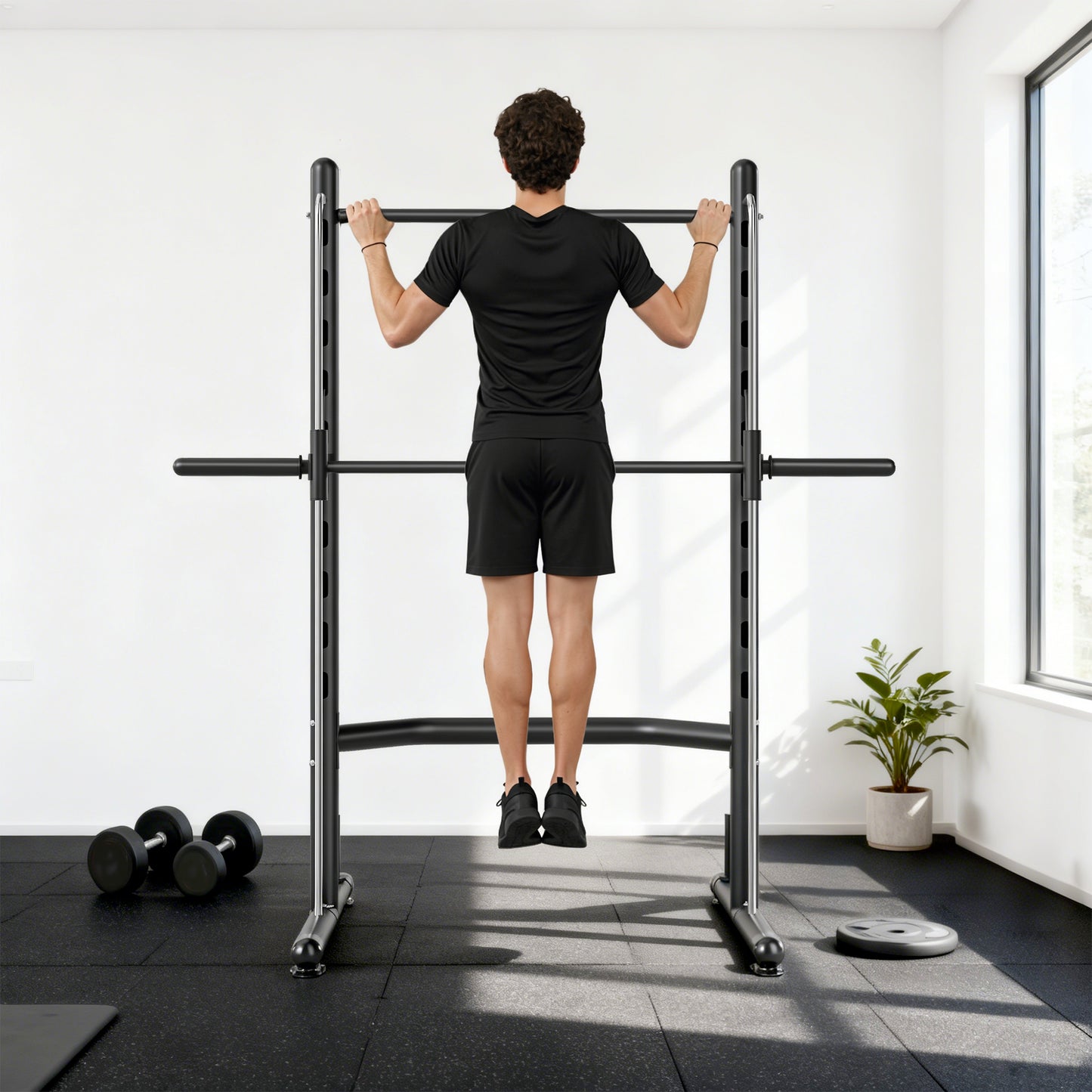 Squat Rack with Pull Up Bar and Barbell Bar Adjustable Bench Press Multi-Function Weight Lifting Half Rack