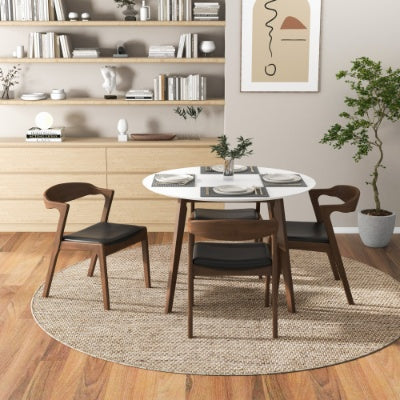 Dakota Solid Wood Black Leather Dining Chair Set Of 2