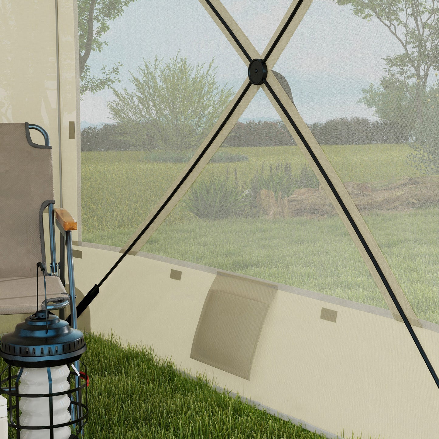 7' x 8' Pop Up Canopy Tent, Camping Tent Sun Shade Shelter with Curtains, Nettings and Carrying Bag, UV-Resistant