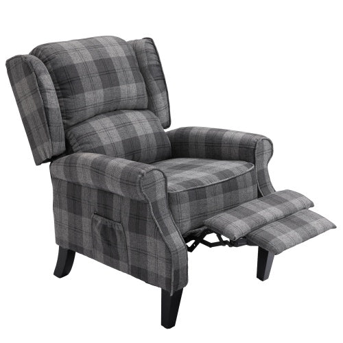 Vintage Armchair Sofa Comfortable Upholstered Leisure Chair Recliner Chair For Living Room Grey Check
