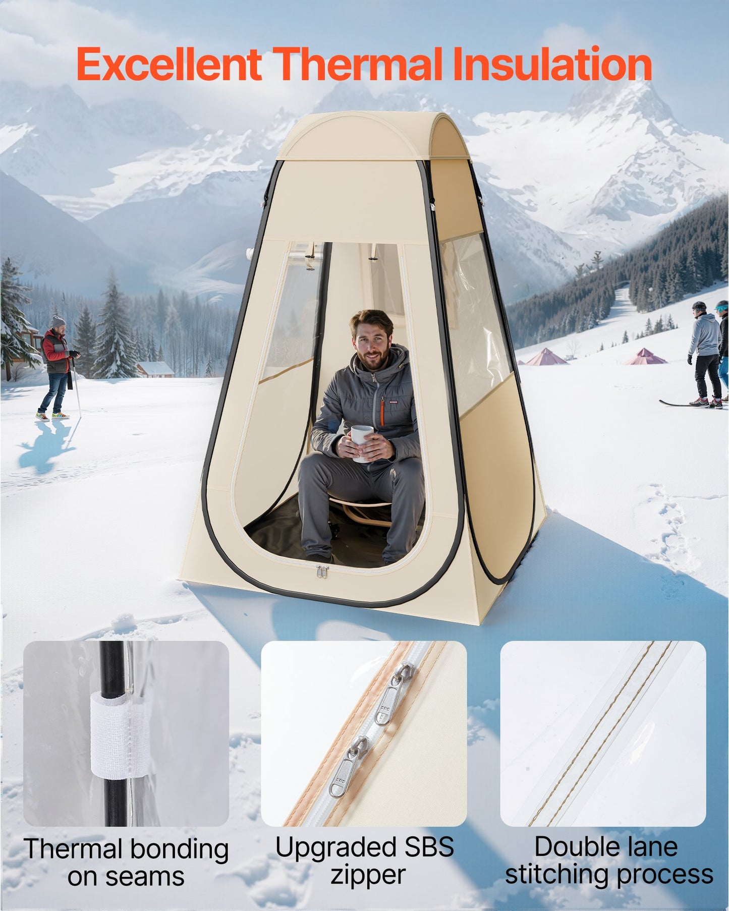 Pop Up Sports Tent, 47x47 In Clear Bubble Tent For 1 Person, Waterproof Outdoor Pod With Floor Mat & Top Cover, Garden Igloo Dome Tents Camping Shelter For Events Fishing Cheering