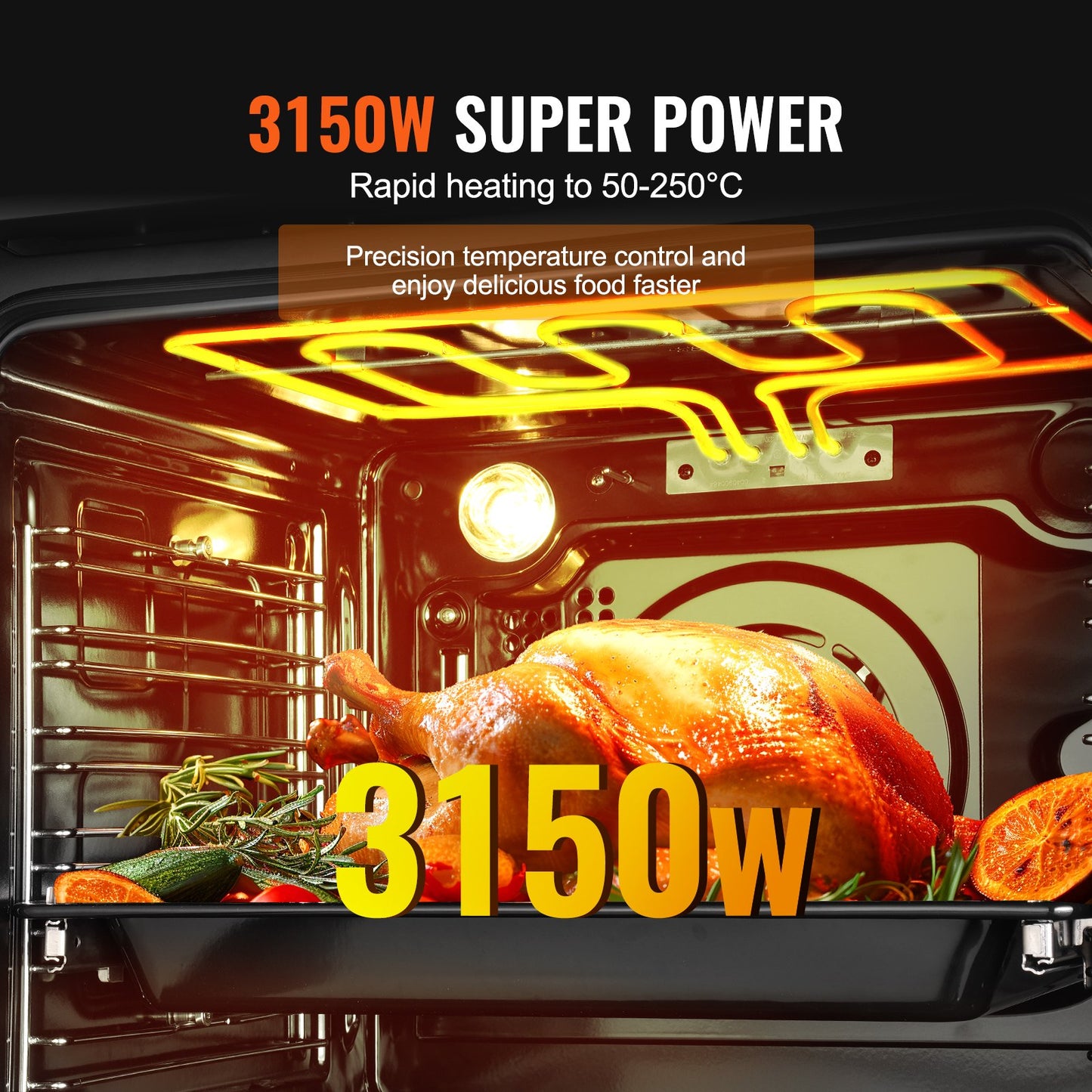 Single Wall Oven 24' Electric Built-in Wall Oven 16 Functions 2.68 Cu. Ft