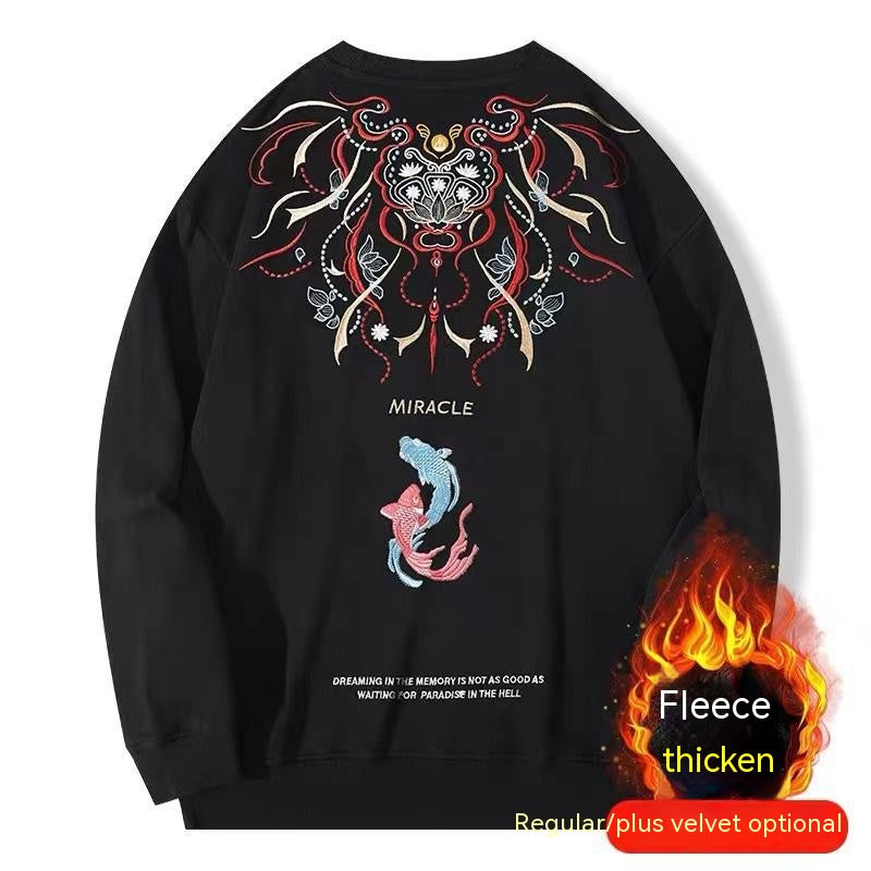 National Fashion Embroidered Long-sleeved Sweater Men