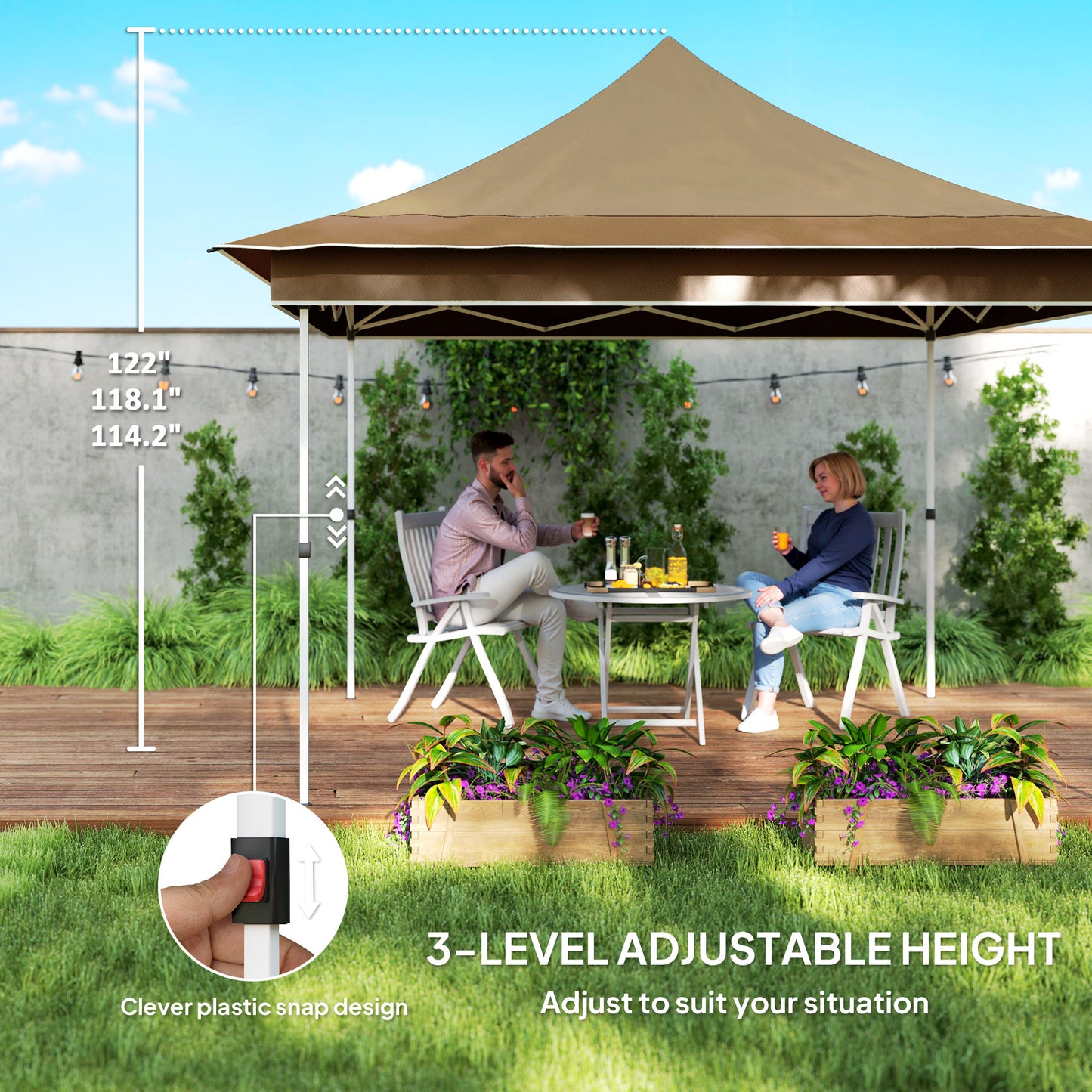 12 x 12 ft. Canopy Tent with Mesh Netting, UPF50+ Pop Up Tent with Carry Bag for Garden, Patio, Beige
