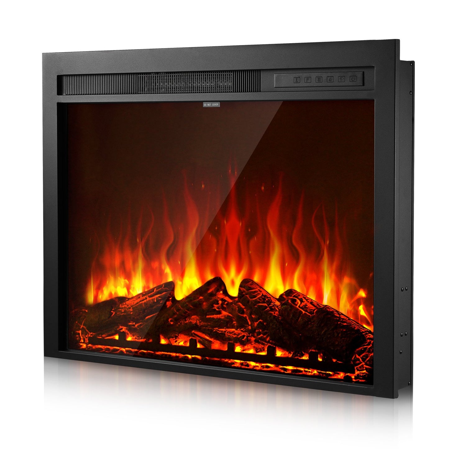 Electric Fireplace Insert, 35 Inch Recessed And Wall Mounted With Adjustable Flame Color Brightness & 8h Timer & Remote Control, Indoor Heater W/ 750W/1500W Dual Heating Modes, 5000BTU Black