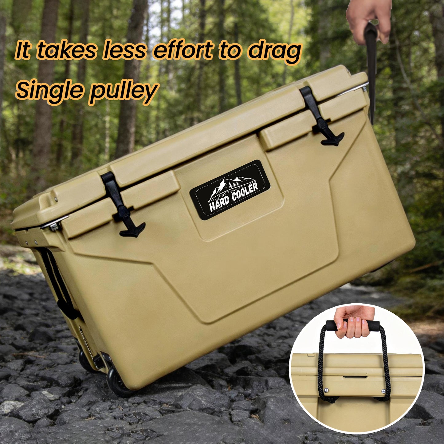 110 Quart Khaki Cooler, Rotomolded Insulated Ice Chest - Heavy-Duty Hard Shell Cooler With 6-10 Day Ice Retention For Camping, Fishing, Tailgating & Outdoor Adventures