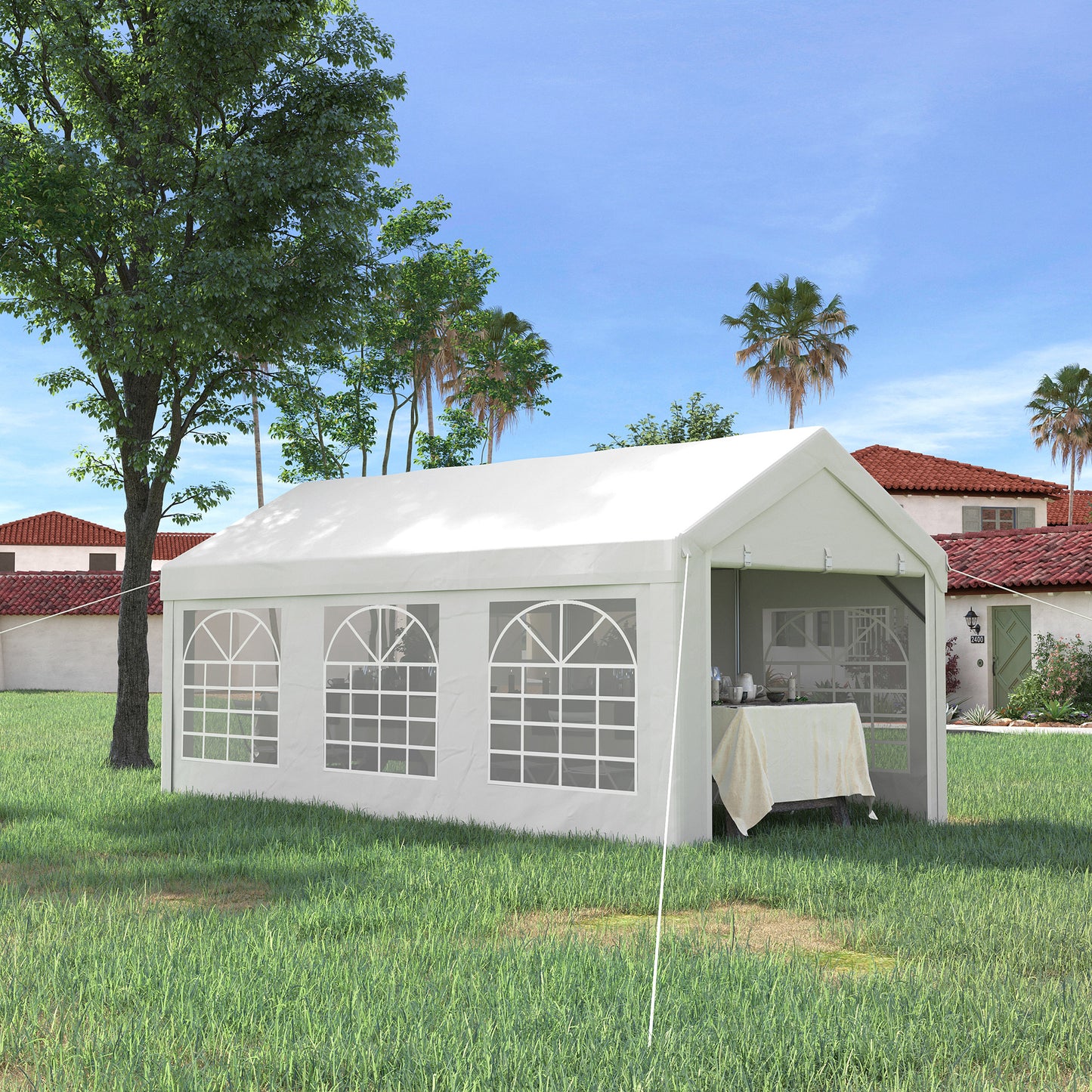 19.7' x 9.7' Heavy Duty Party Tent & Carport with Removable Sidewalls and Double Doors