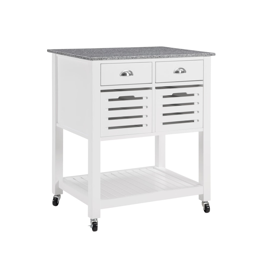 Mobile Rolling Kitchen Island Trolley Serving Cart With Underneath Drawer & Slide-Out Wire Storage Basket