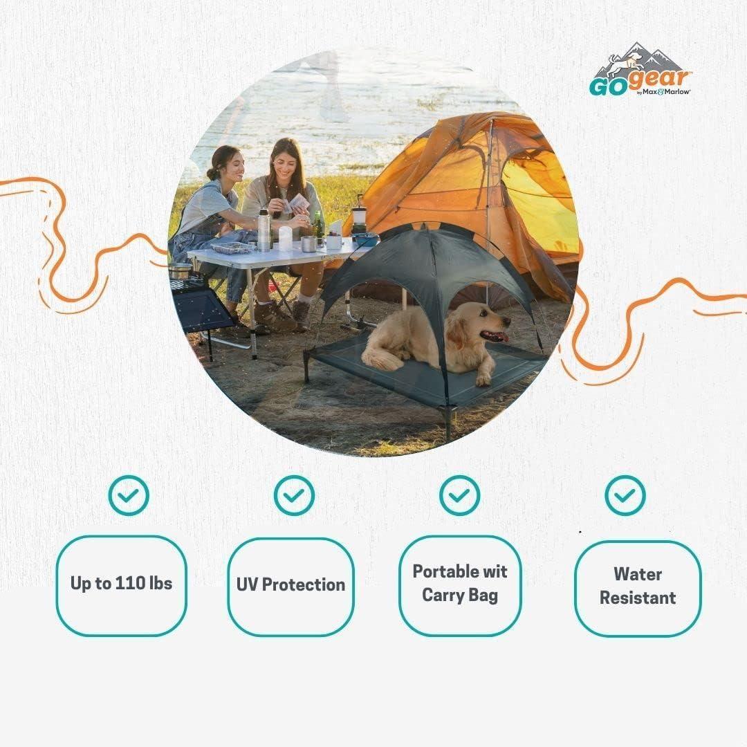 Outdoor Portable Grey Pet Dog Bed With Awning