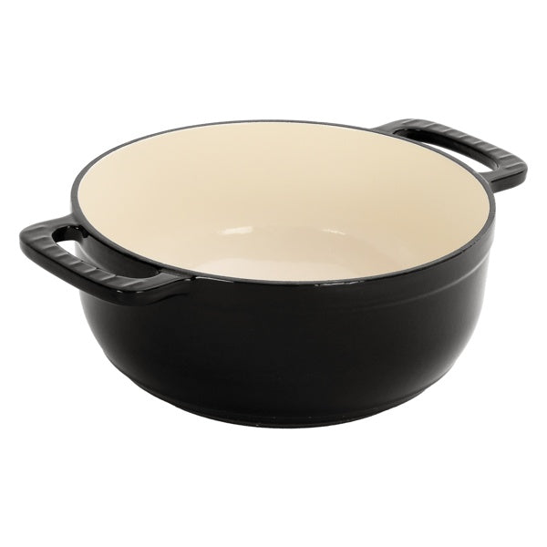 6QT Cast Iron Dutch Oven With Lid - Black Enamel Cooking Pot For Stovetop, Oven, Camping - Includes 2 Silicone Heat-Resistant Gloves