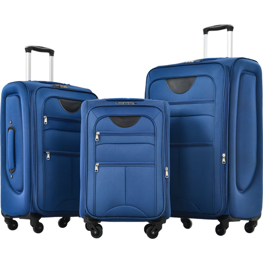 Softside Luggage Expandable 3 Piece Set Suitcase Upright Spinner Softshell Lightweight Luggage Travel Set-22-26-30 Inches