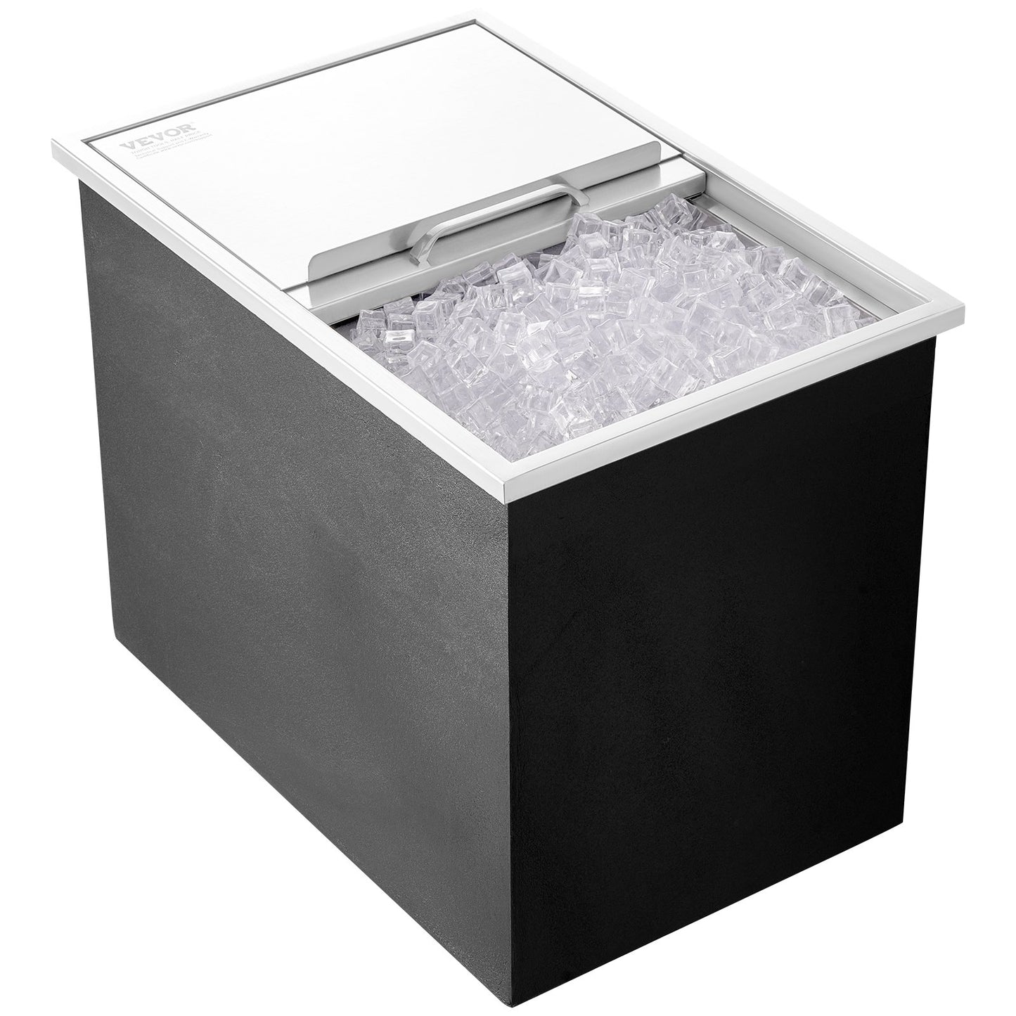 Drop In Ice Chest, 27'L X 18'W X 21'H Stainless Steel Ice Cooler, Commercial Ice Bin With Sliding Cover, 40.9 Qt Outdoor Kitchen Ice Bar, Drain-pipe And Drain Plug Included, For Cold Wine Beer