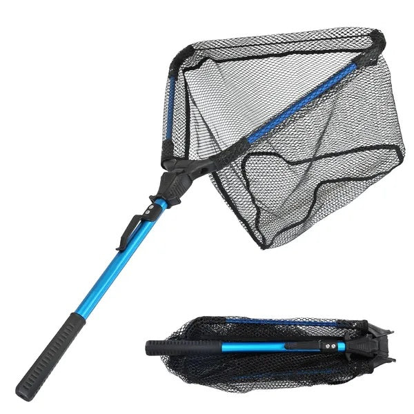 Foldable Fishing Net With Aluminum Alloy Rod EVA Handle Durable 5MM