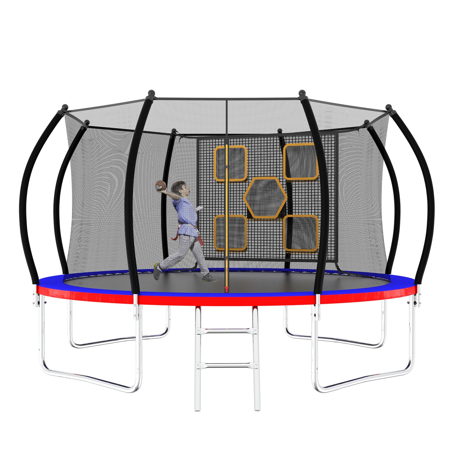 12FT Trampoline With Enclosure - Recreational Trampolines With Ladder, ASTM Approval Outdoor Trampoline For Kids