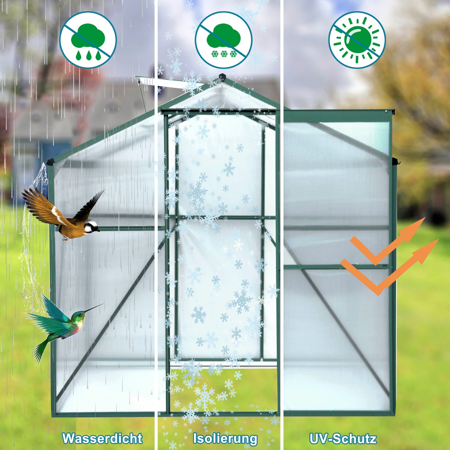 Polycarbonate Greenhouse,6x 8 Heavy Duty Walk-in Plant Garden Greenhouse For  Outdoor