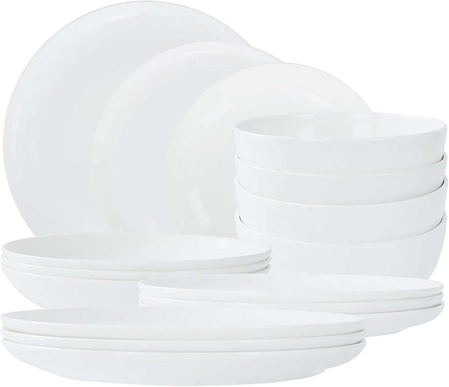 Dinnerware Set, 16 Pieces, Service For 4, White Plates, Dishes, Bowls Set, Microwave And Dishwasher Safe