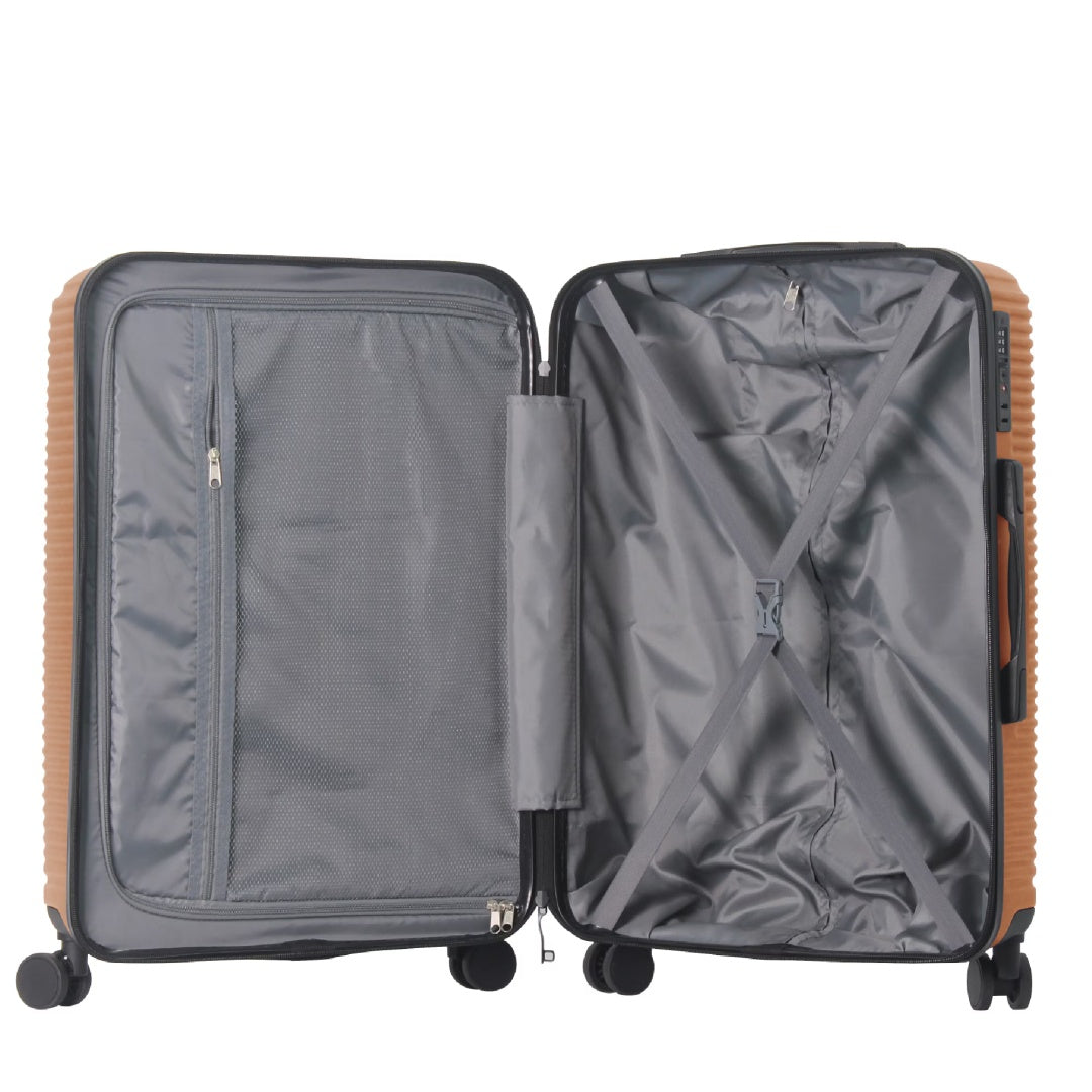 Luggage Sets ABS Hardshell 3pcs Luggage, Lightweight Durable Suitcase Sets Spinner Wheels Suitcase With TSA Lock 20''24''28'' Available Brown