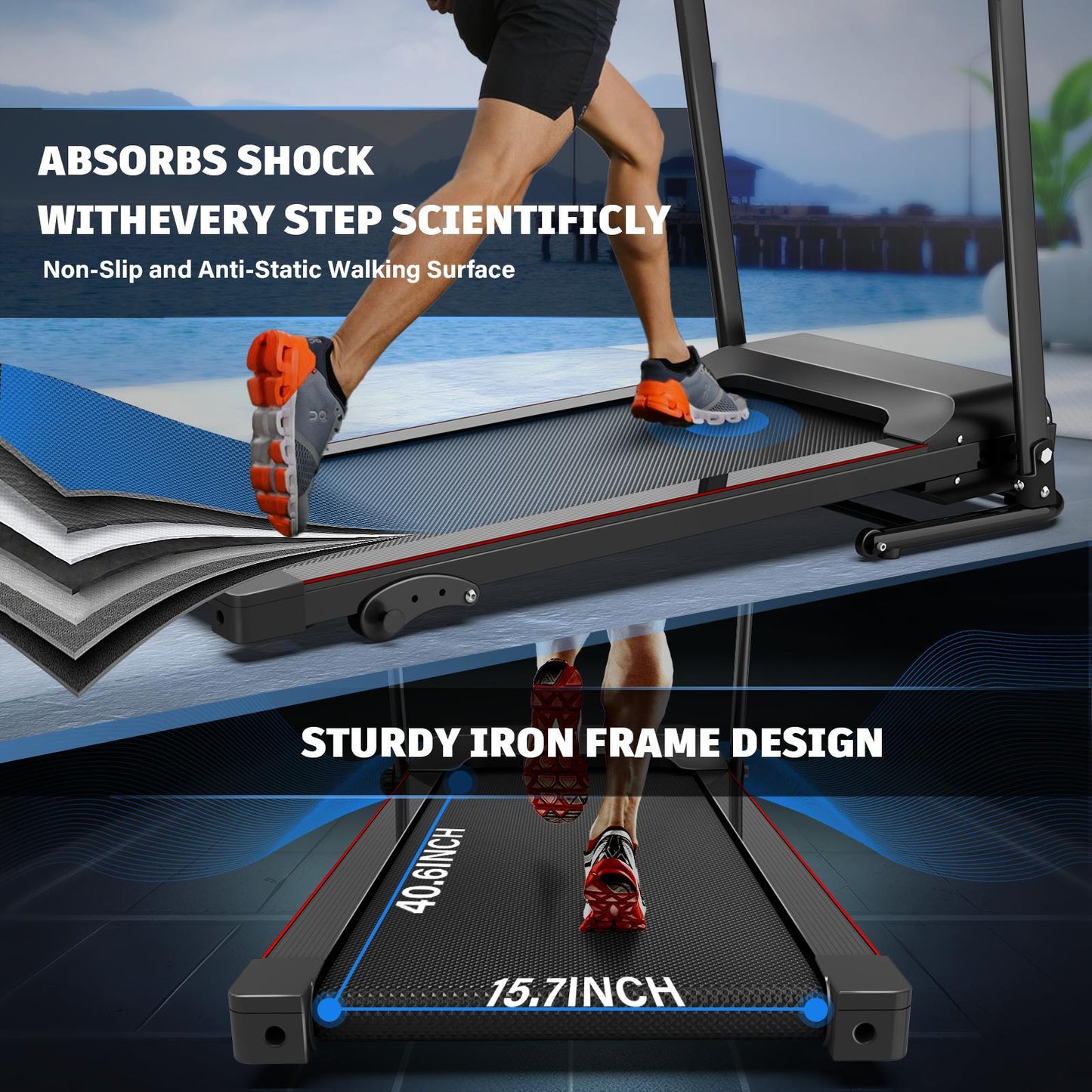 Easy-to-move Wheels Three-level Adjustment Incline Adjustment Indoor Aerobic Treadmill Suitable For All Fitness Levels