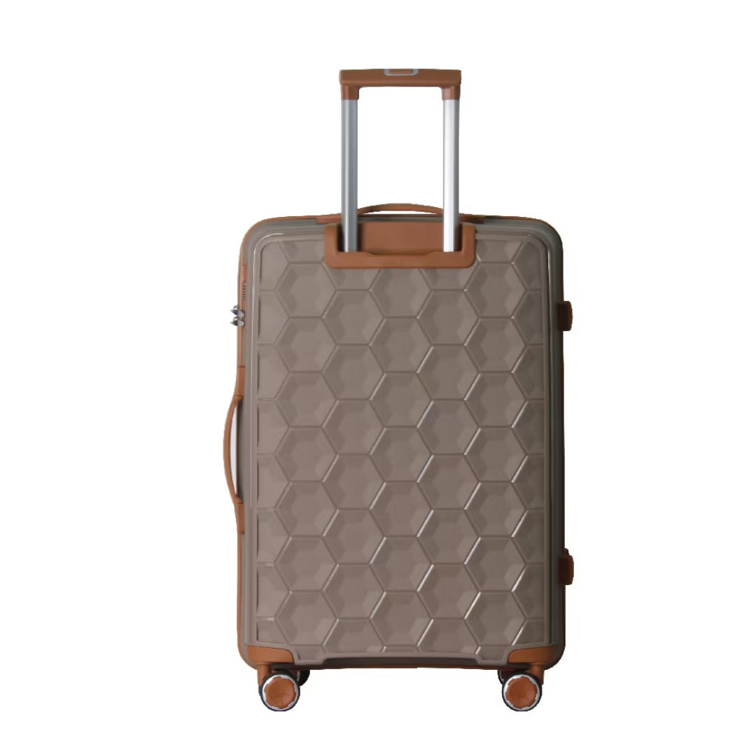 3-Piece Luggage Set Travel Lightweight Suitcases With Rolling Wheels, TSA Lock & Moulded Corner, Carry On Luggages For Business, Trip, 20-24-28, Brown