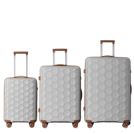 3-Piece Luggage Set Travel Lightweight Suitcases With Rolling Wheels, TSA Lock & Moulded Corner, Carry On Luggages For Business, Trip, 20-24-28, White