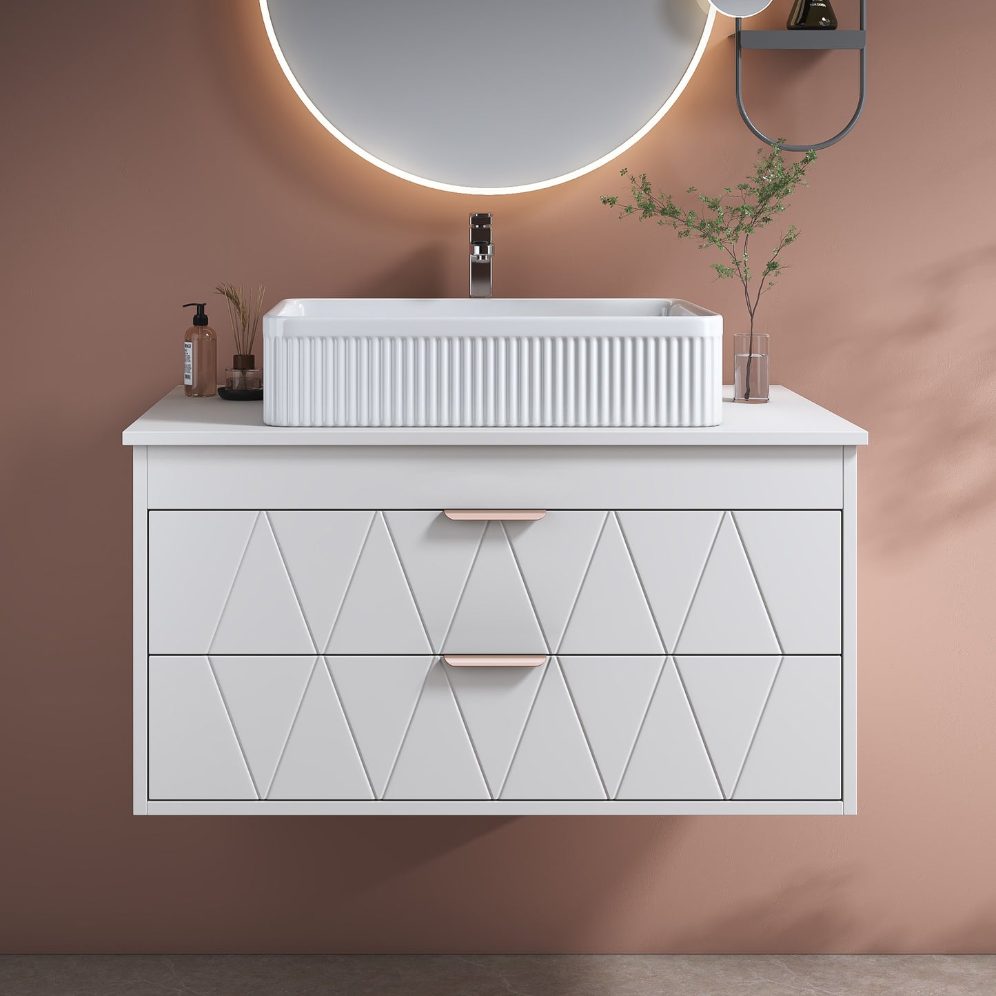 31.5 Contemporary Floating Bathroom Vanity With Ceramic Vessel Sink And Storage Cabinet - Perfect For Small Bathrooms