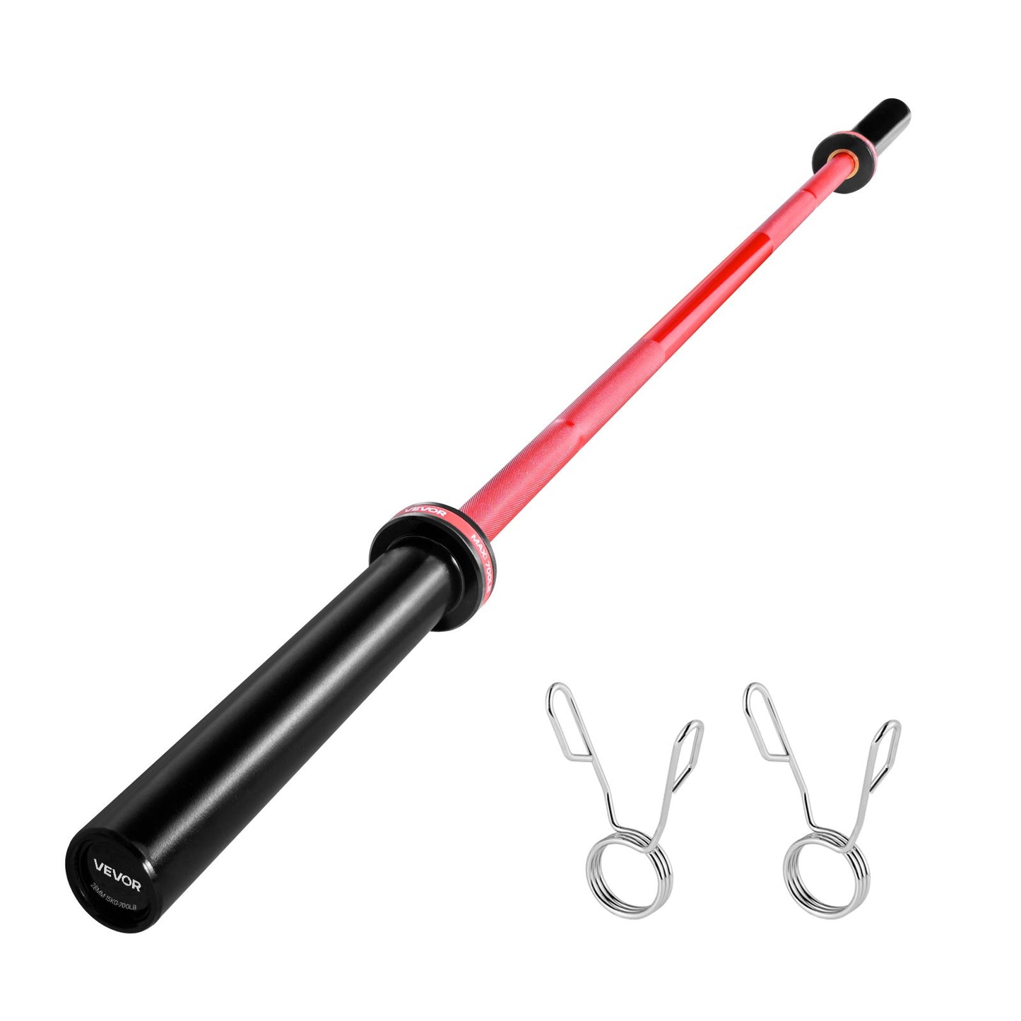 6FT Barbell Bar, Fits 2-Inch Weight Plates, Barbell Bar With Knurled Grip For Strength Training, Weightlifting, Squat, Deadlift, Bench Press, Curl, Overhead Press, 700lbs/317kg Capacity