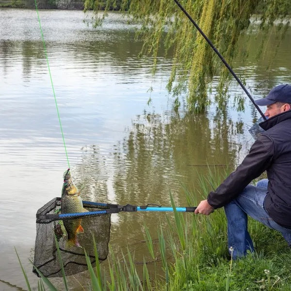 Foldable Fishing Net With Aluminum Alloy Rod EVA Handle Durable 5MM