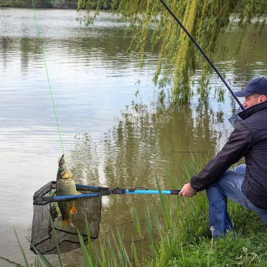 Foldable Fishing Net With Aluminum Alloy Rod EVA Handle Durable 5MM