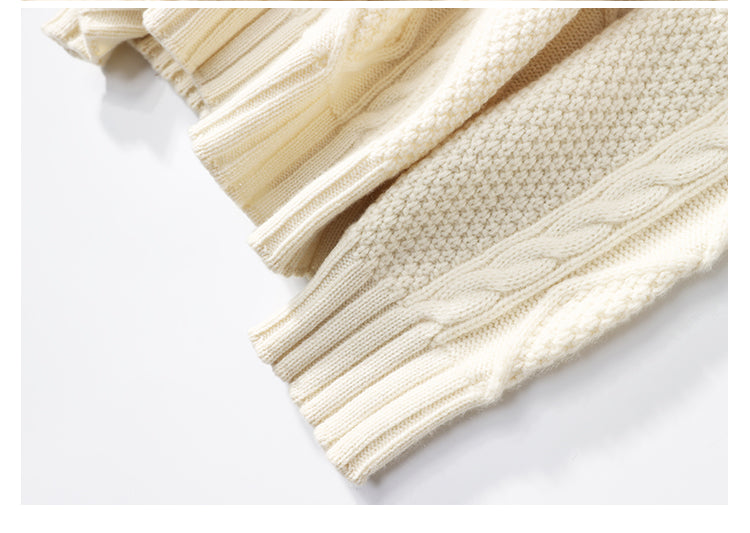 Lai Guanlin Same Sweater Men''s Round Neck Pullover Pure Woolen Sweater Autumn And Winter Thickened Retro Twist Slim Knit