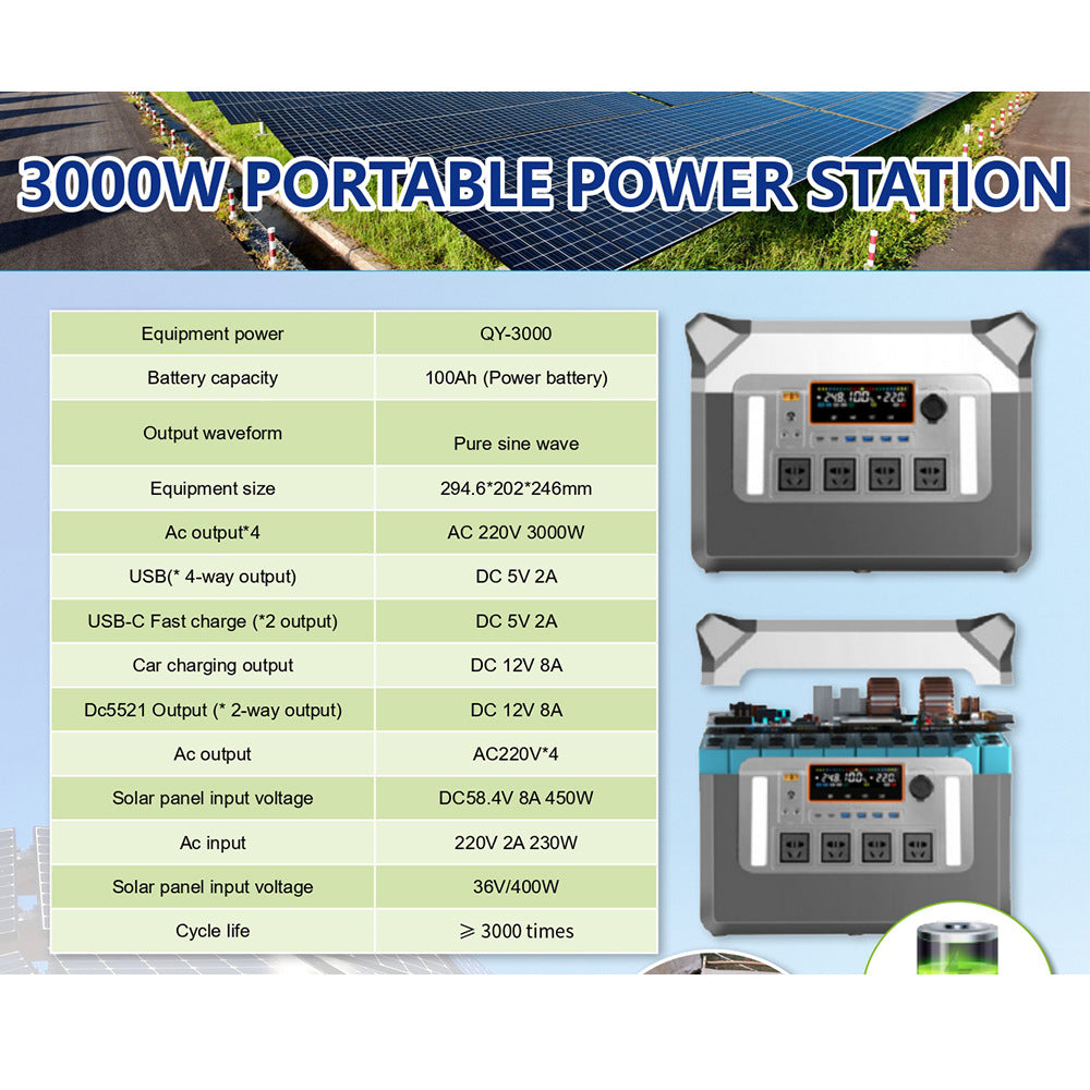 3000W Outdoor Power Supply Solar Outdoor Portable Power Station