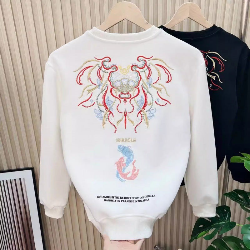 National Fashion Embroidered Long-sleeved Sweater Men