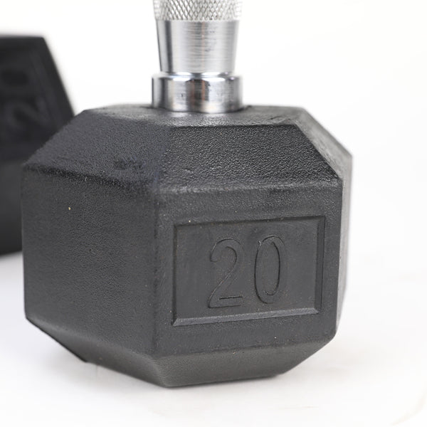20LB 2 HDRS Rubber Coated Solid Cast Iron Dumbbells, Not Shipped On Weekends